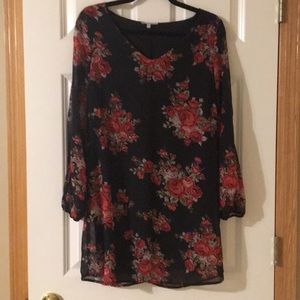 Charlotte Russe black rose cold shoulder dress